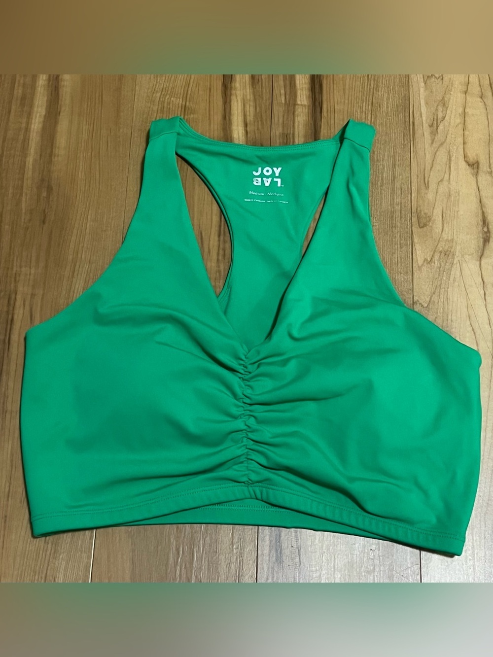 Joy Lab Green Ruched Racerback Sports Bra Medium - Picture 2 of 10